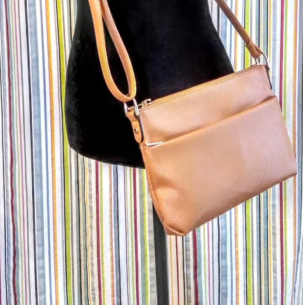 Tan Flat Faux-leather Purse New
